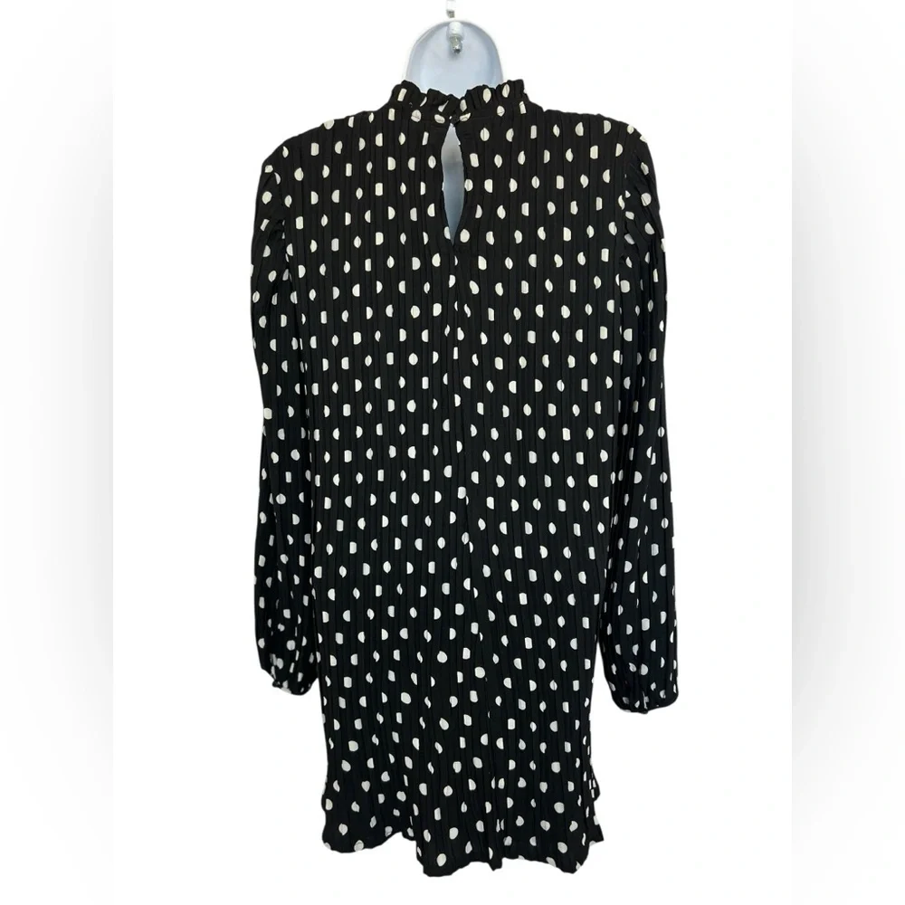 🆕 🖤 NWT LULUS Pleat to Meet You Polka Dot Shift Dress | Black | XS - Picture 5 of 14